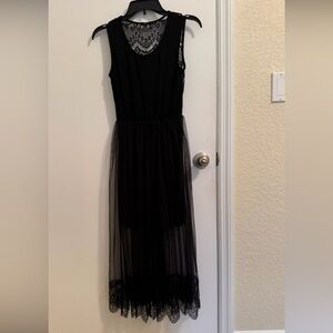 Elegant Black Lace Evening Dress, S🦋